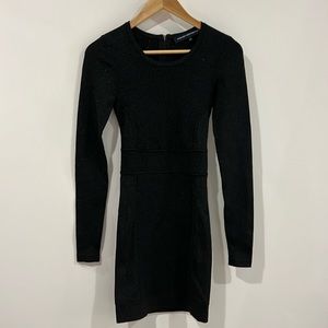 French connection long sleeve black sparkly midi dress size 10